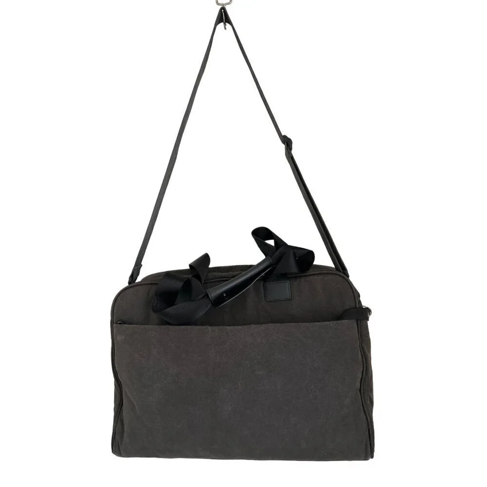 Lo & Sons Messenger Bag Polished Canvas Charcoal Gray Lined Crossbody 16
